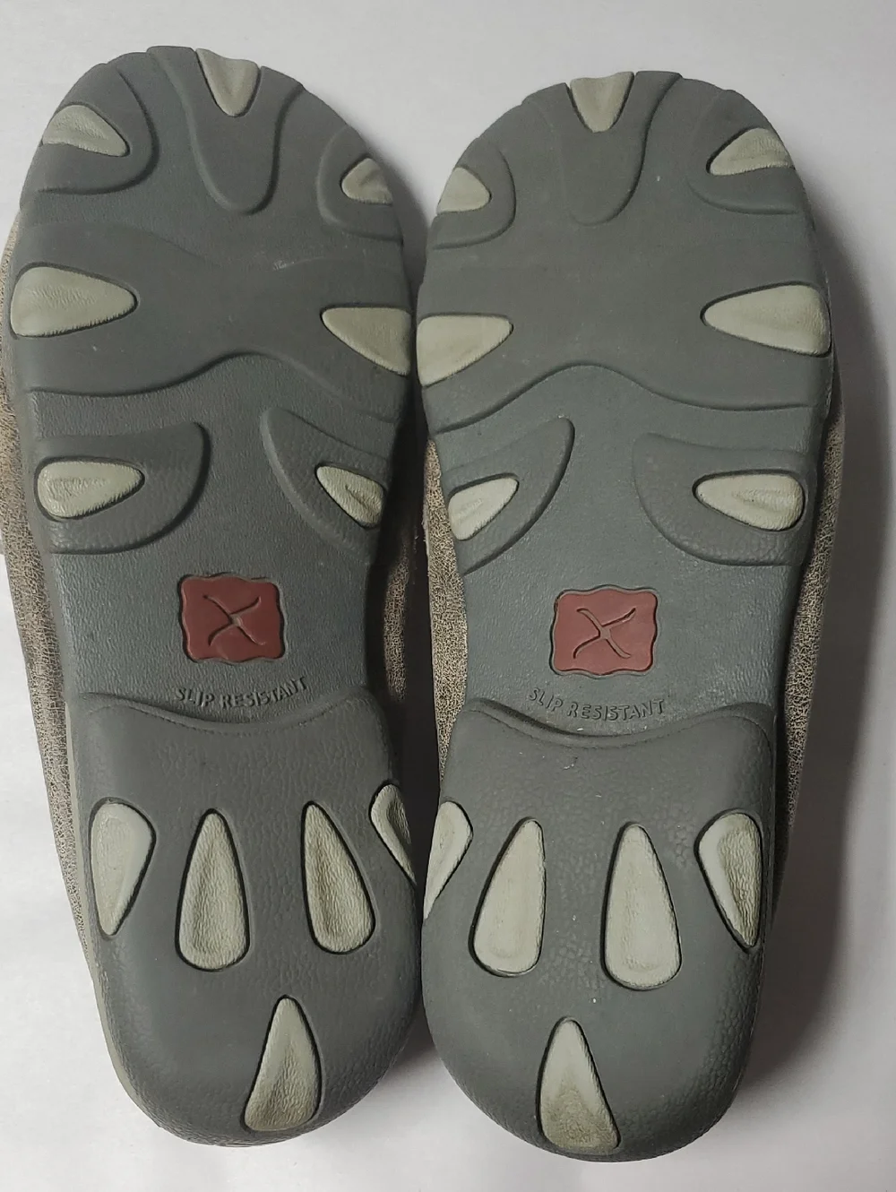 Men's Twisted X Slip-On Boat Shoes in Taupe/Grey with Geometric Pattern Size 9.5